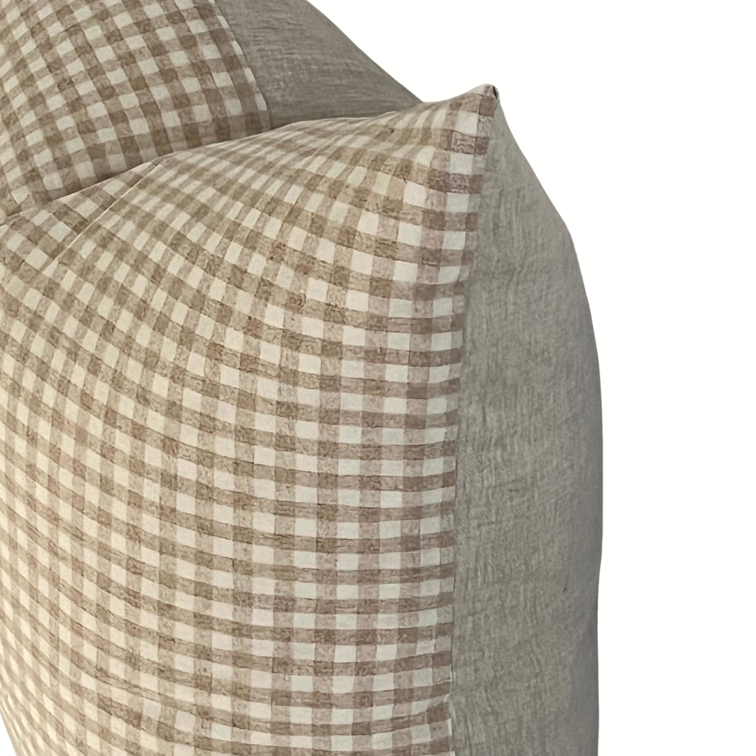 Oatmeal Gingham Cushion | 65cm x 65cm