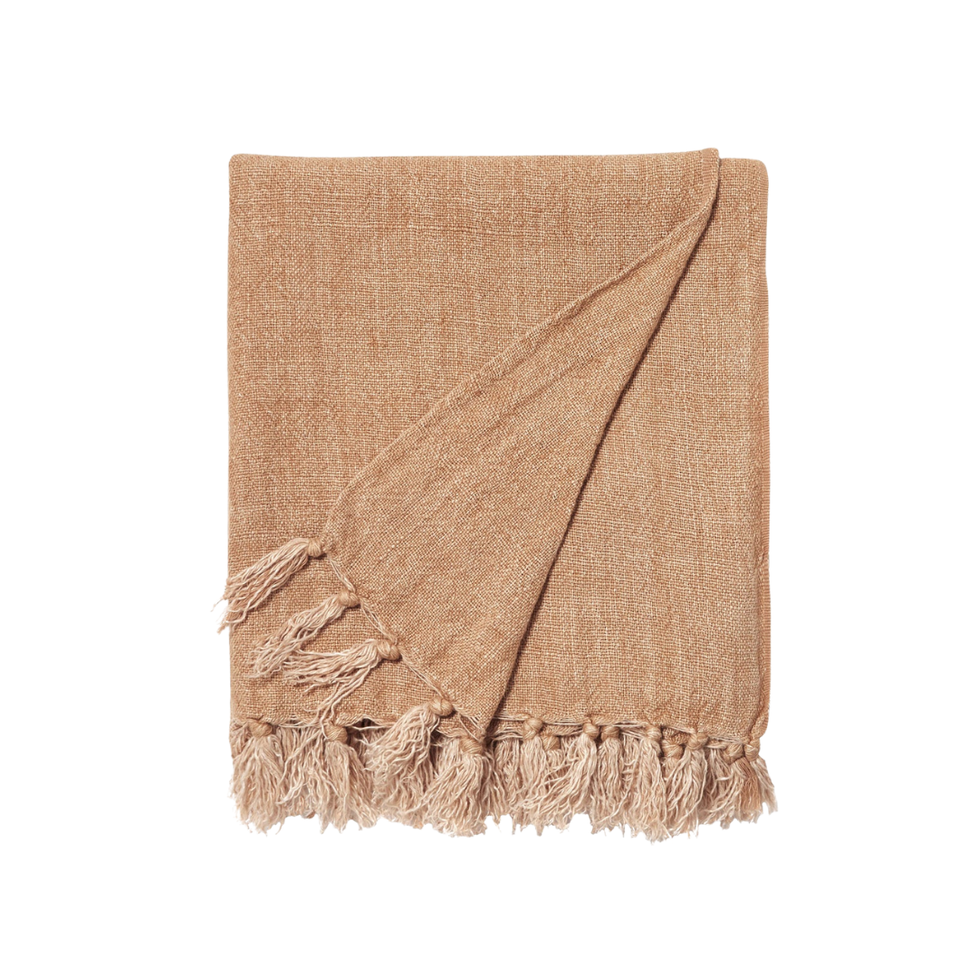 Burton Linen Throw Blanket | Toffee