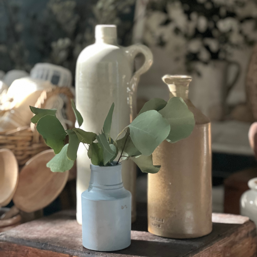 Antique Blue Mustard Bottle