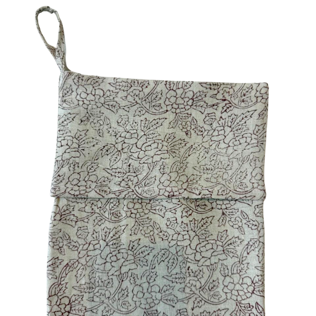 Block Print Christmas Stocking - Heritage Holly