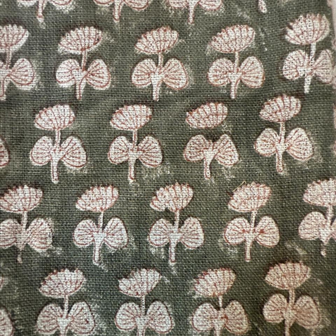 Block Print Christmas Stocking - Festive Blooms