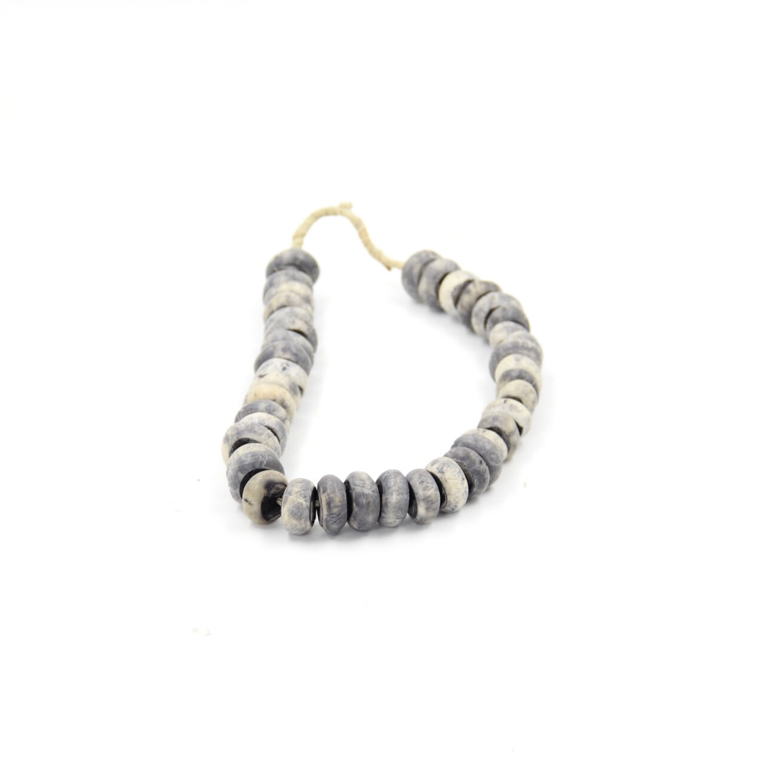 Round Marbled Grey Beads