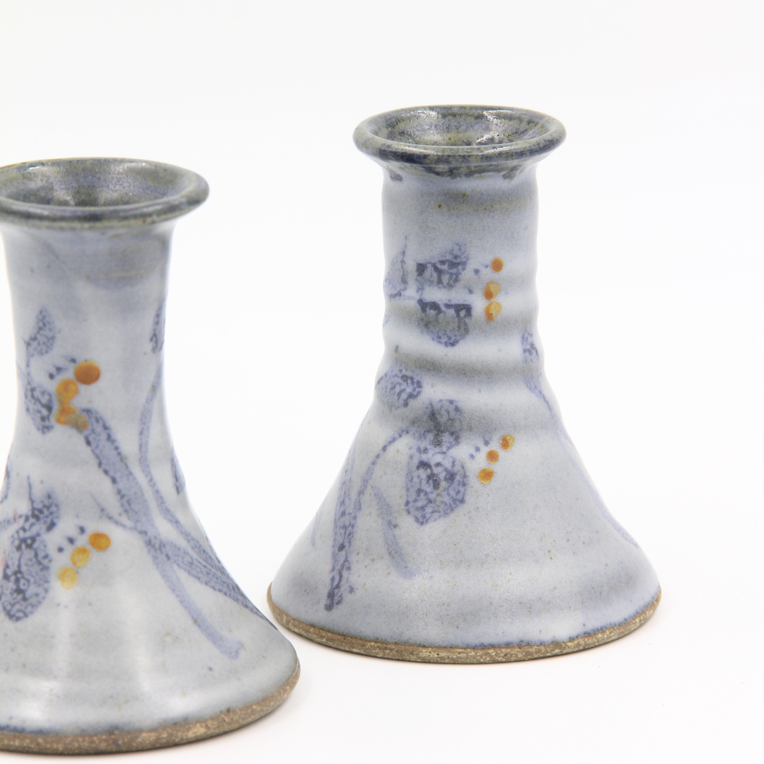 Vintage Blue Candle Holders