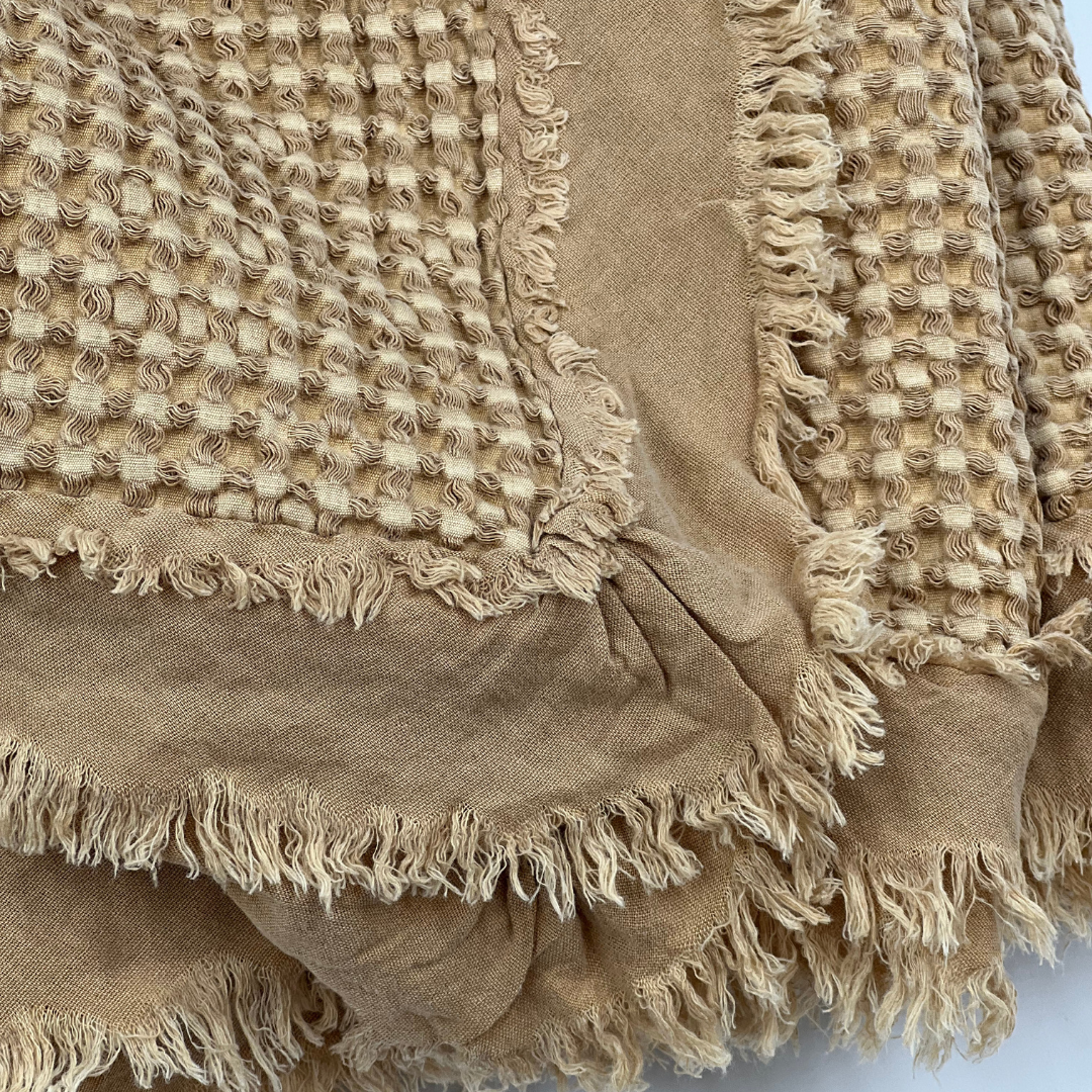 Organic Waffle Throw Blanket | Camel