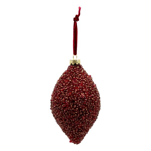 Burgundy Beaded Drop Ornament