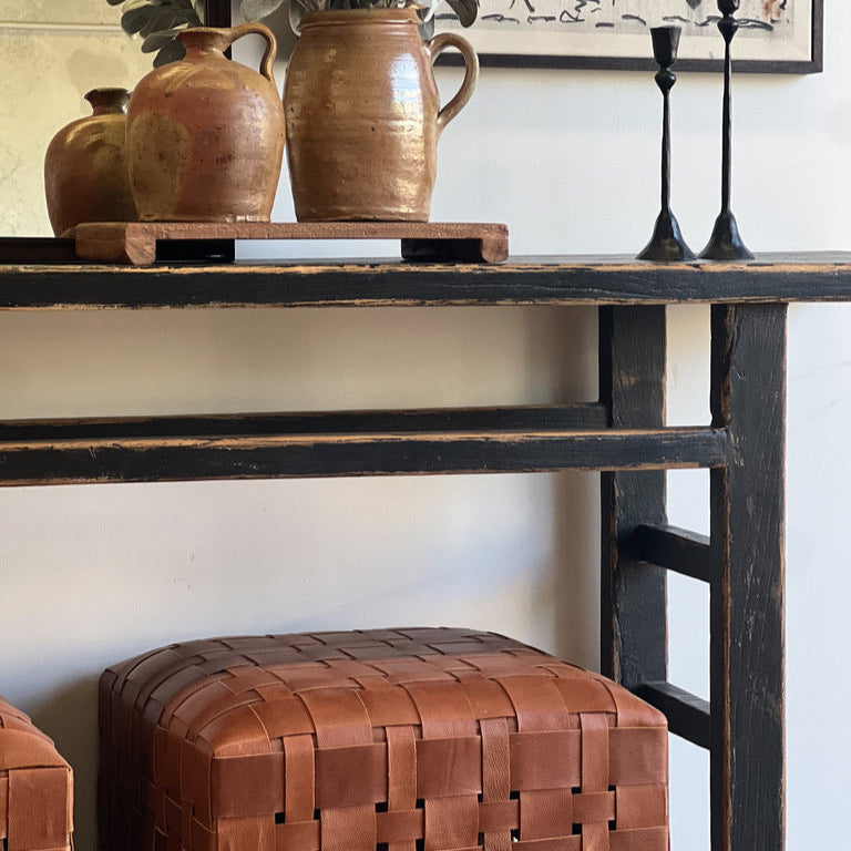 Hewitt Leather Ottoman