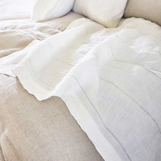 Joshua Striped Linen Flat Sheet
