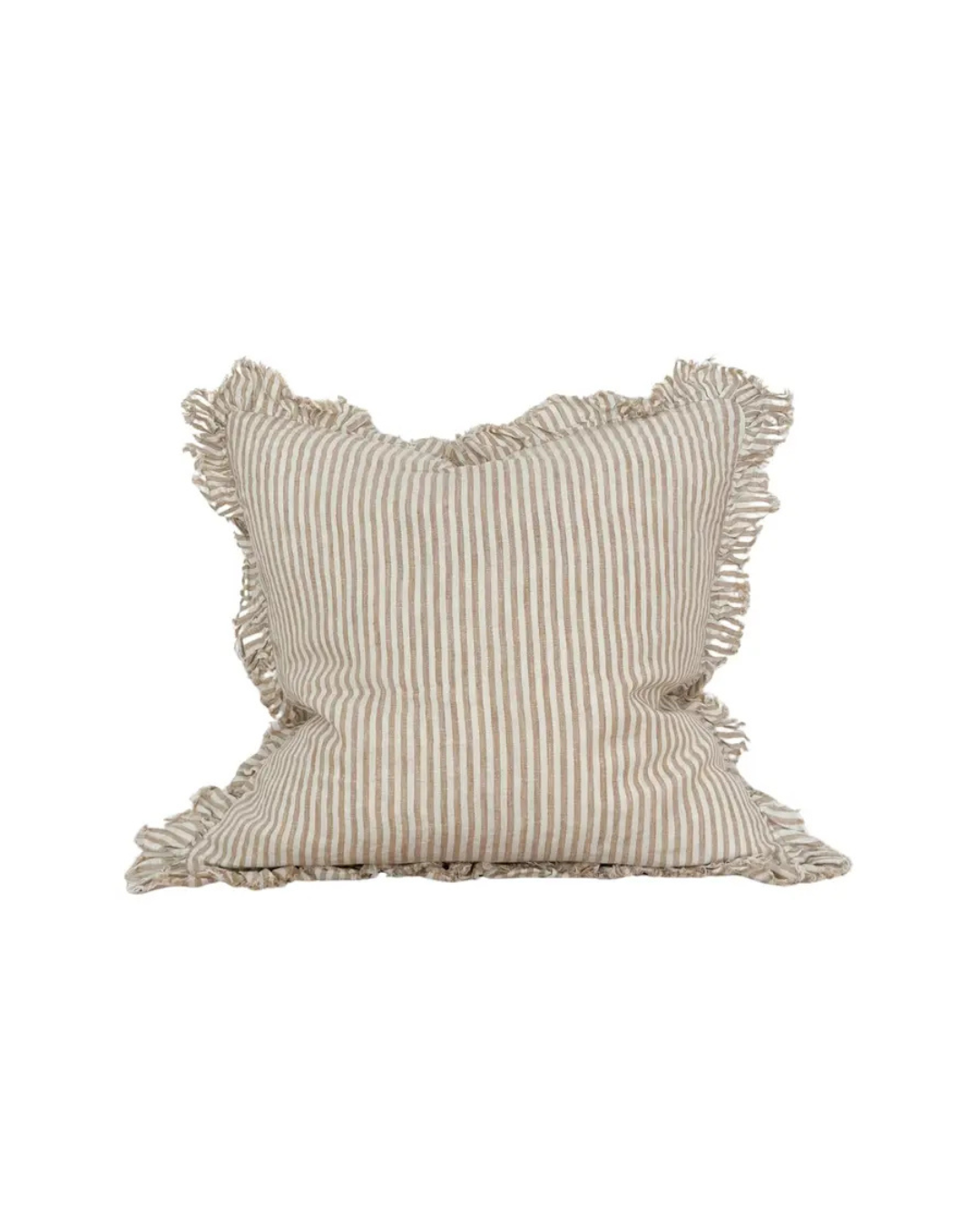 Clara Ruffle Linen Cushion | Beige | 55cm x 55cm