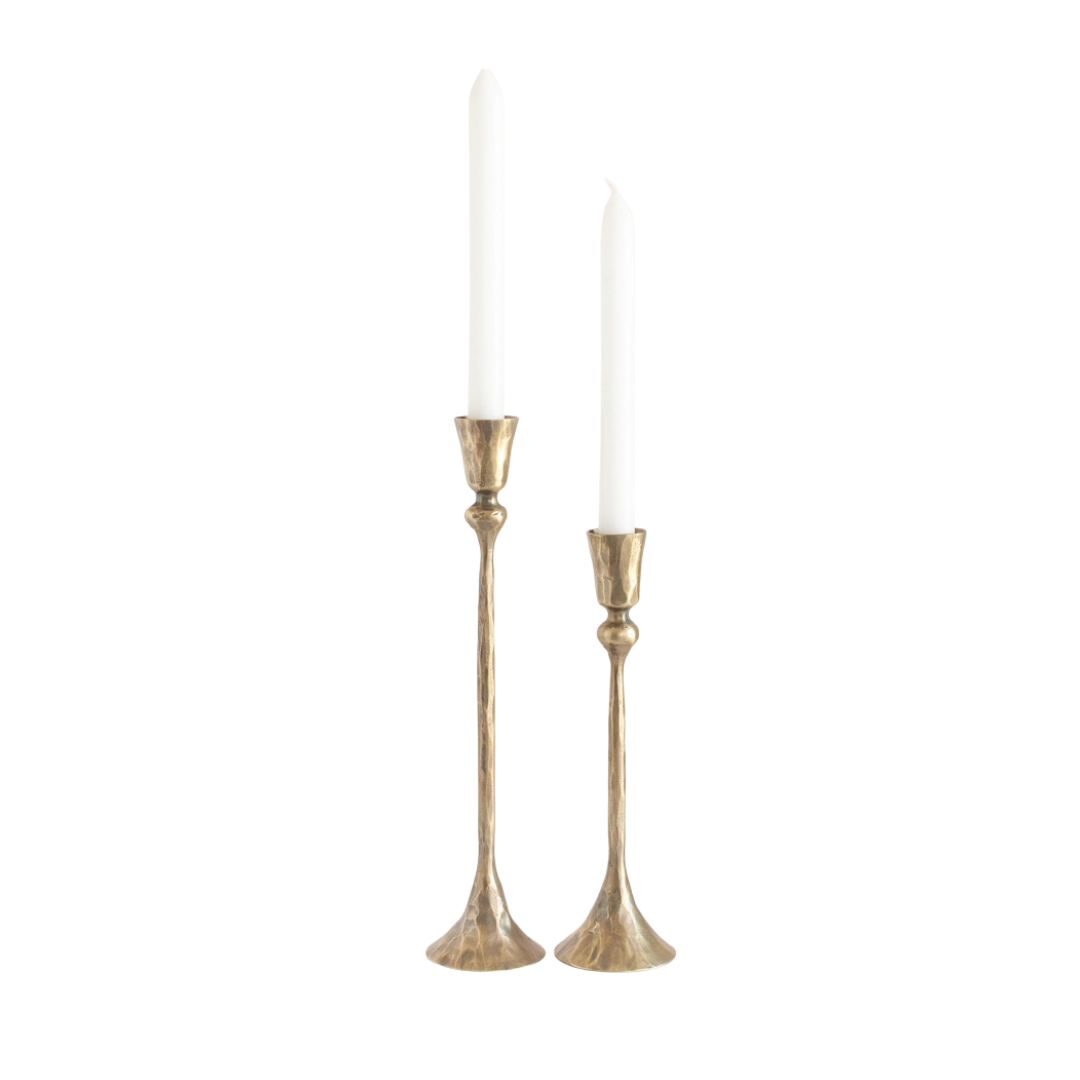 Gemma Candle Holders: Antique Brass | Set of 2