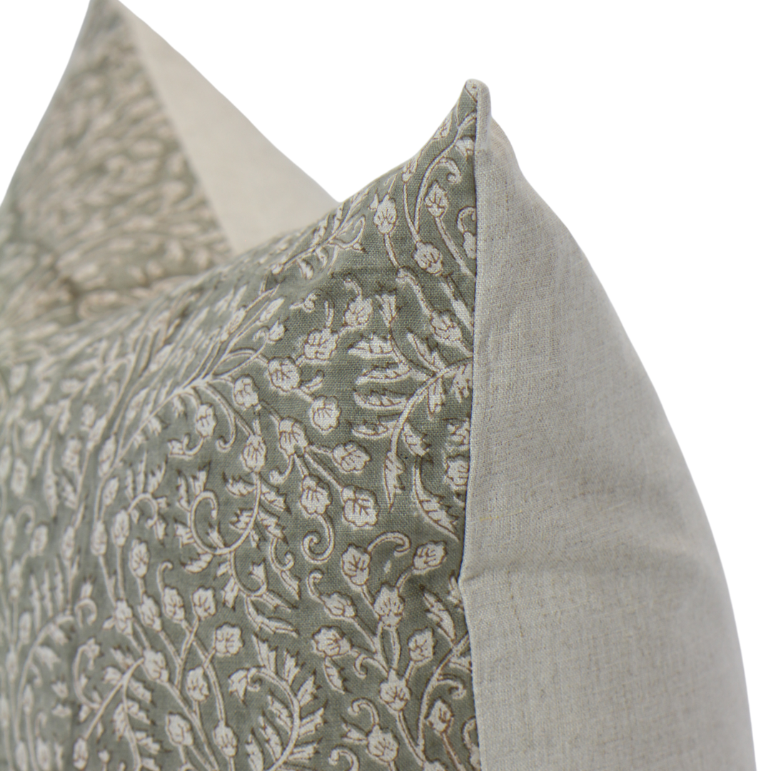 Georgia Block Print Cushion | Sage