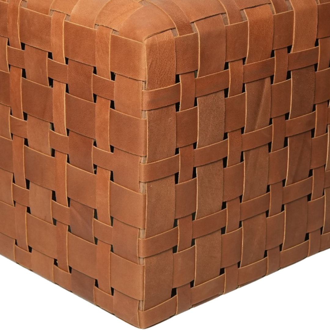 Hewitt Leather Ottoman