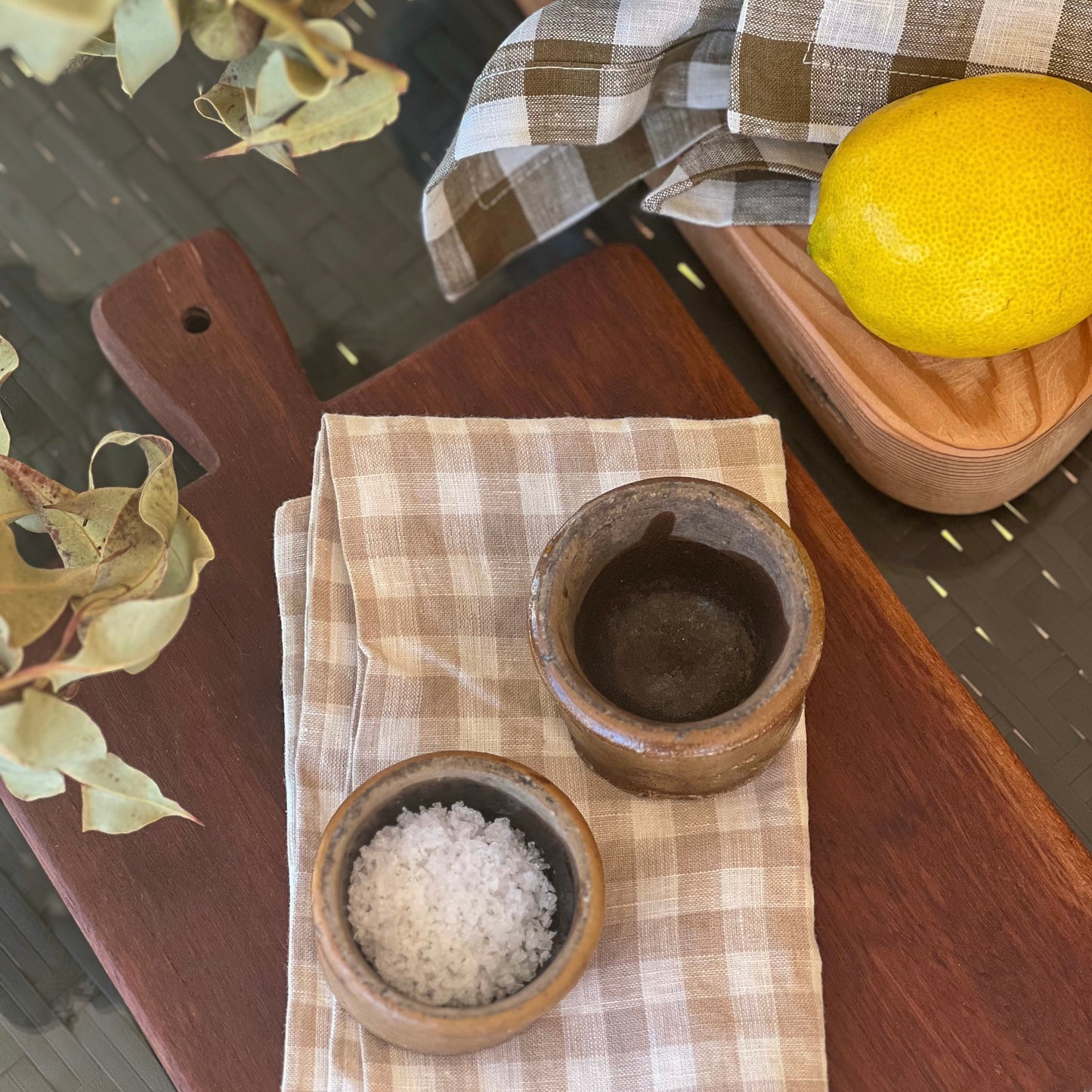 French Linen Tea Towel - Small Gingham