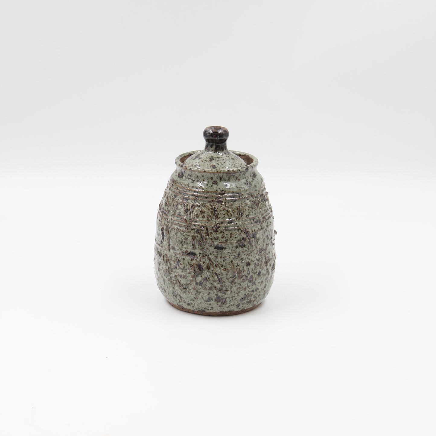 Sea Green Etched Speckle Jar with Lid