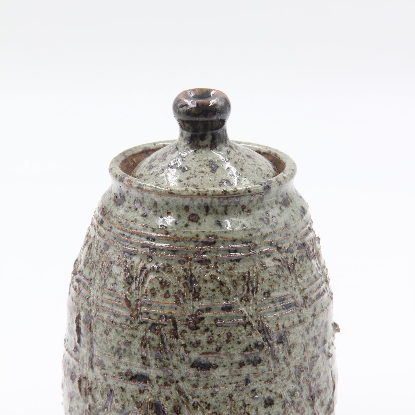 Sea Green Etched Speckle Jar with Lid
