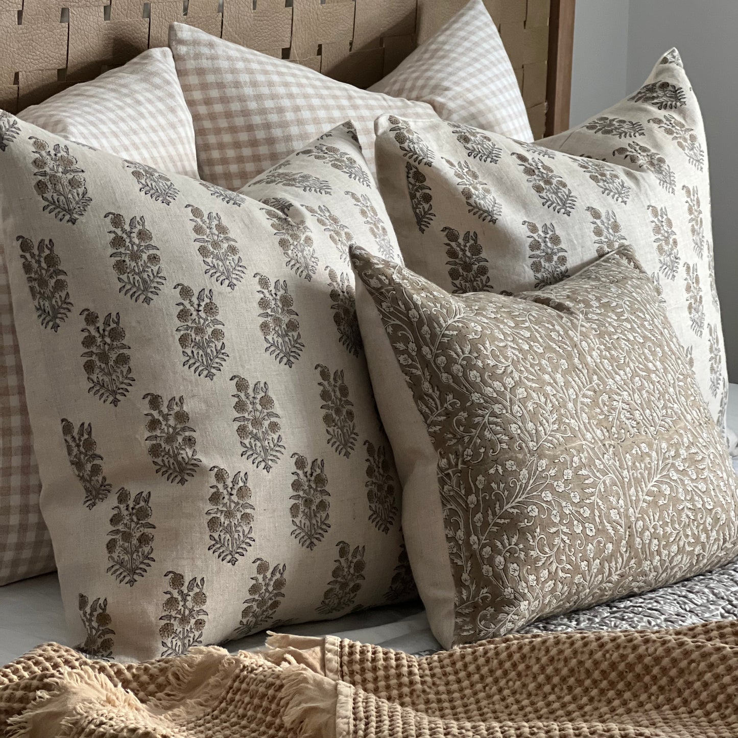 Savannah Block Print Cushion | Olive