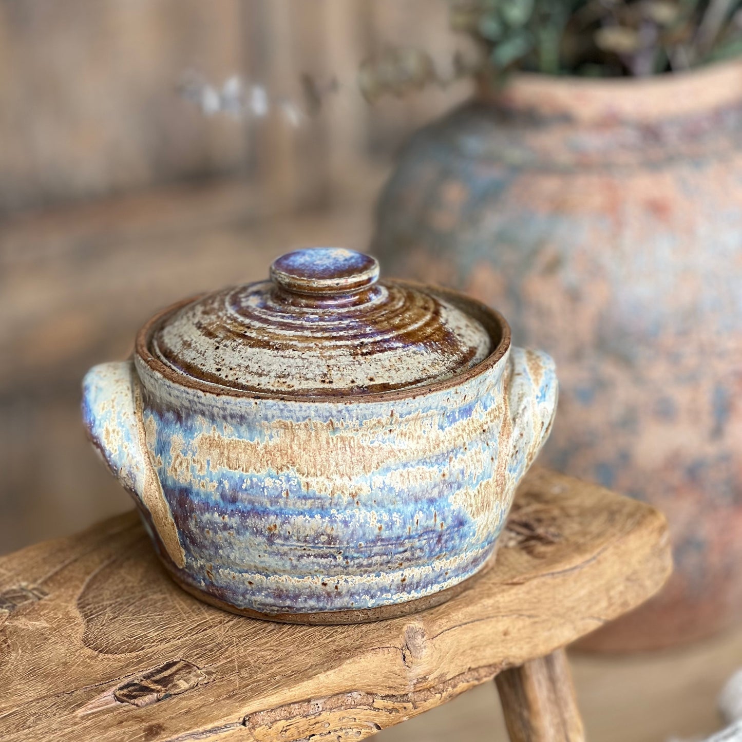 Organic Glazed Lidded Pot