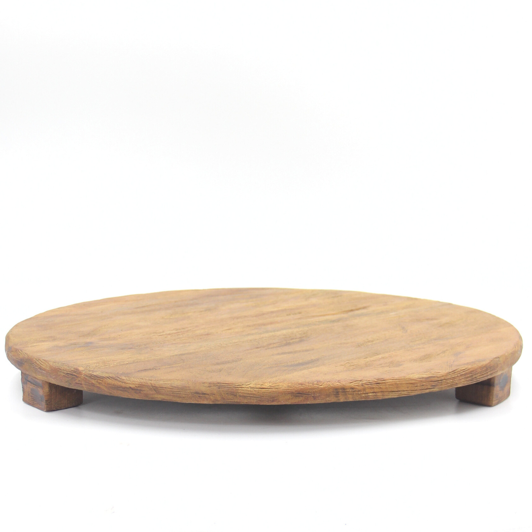 Round Wood Carved Pedestal