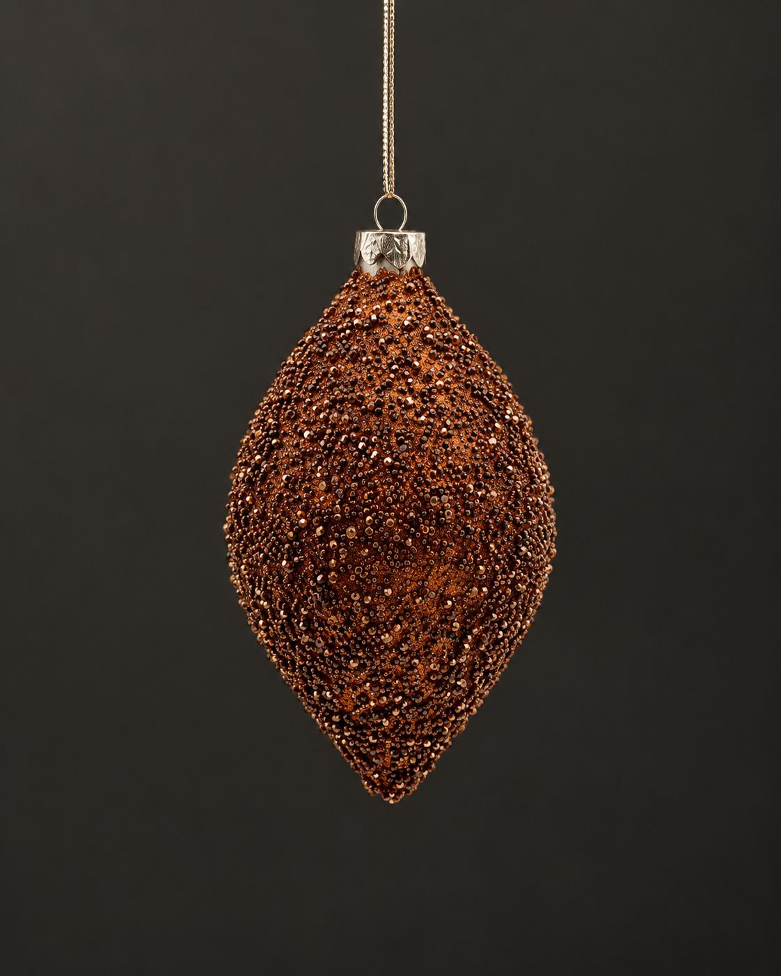 Brown Beaded Drop Ornament
