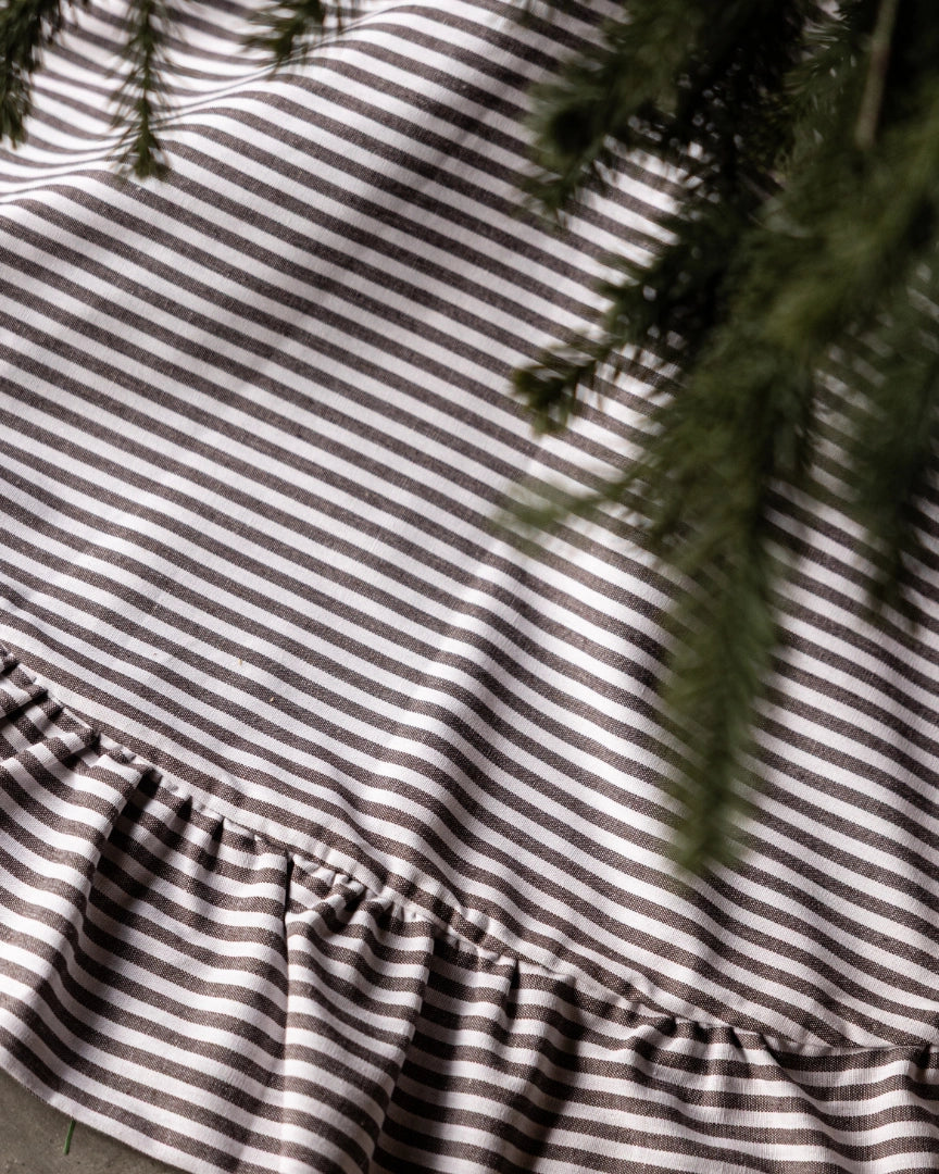 Brown Stripe Ruffle Tree Skirt