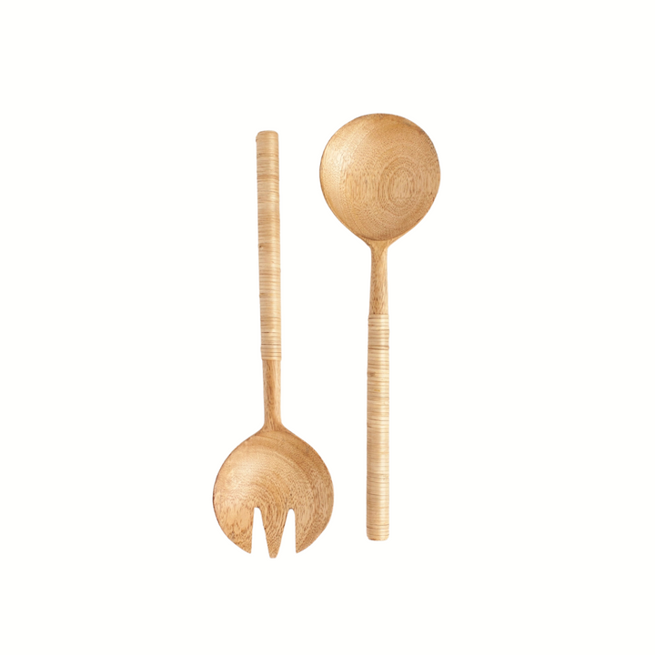 Woven Wood Salad Servers