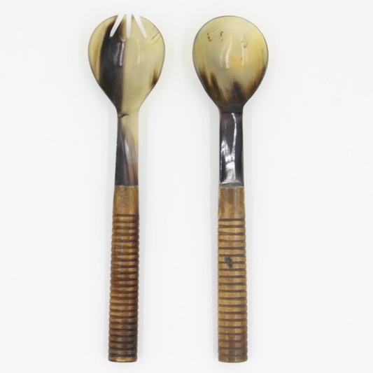 Ribbed Horn Salad Servers