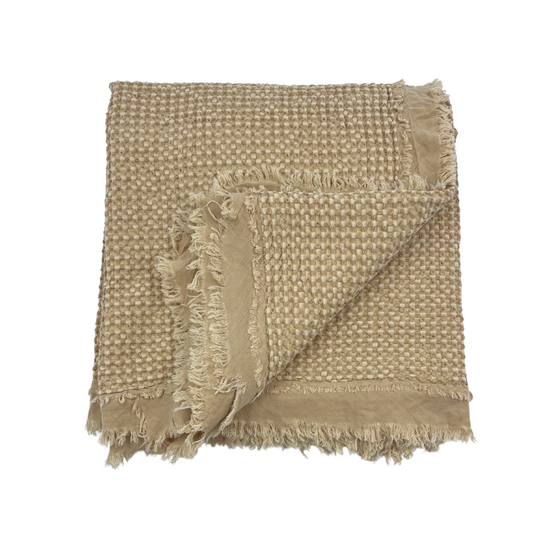 Organic Waffle Throw Blanket - Camel