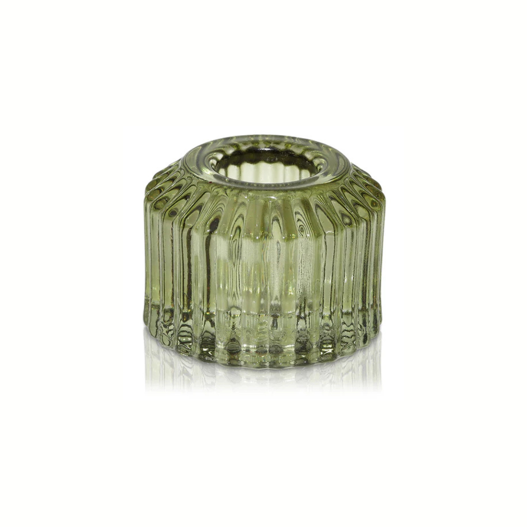 Bella Glass Taper Holder | Moss