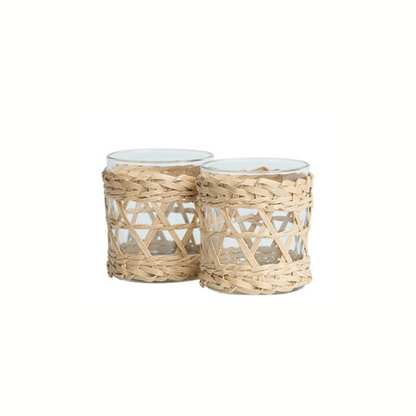 Rattan Wrapped Votive | Set of 3