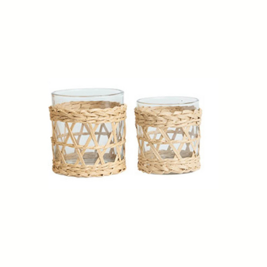 Rattan Wrapped Votive | Set of 3