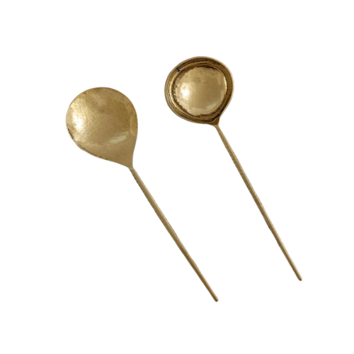 Gold Hammered Serving Spoons