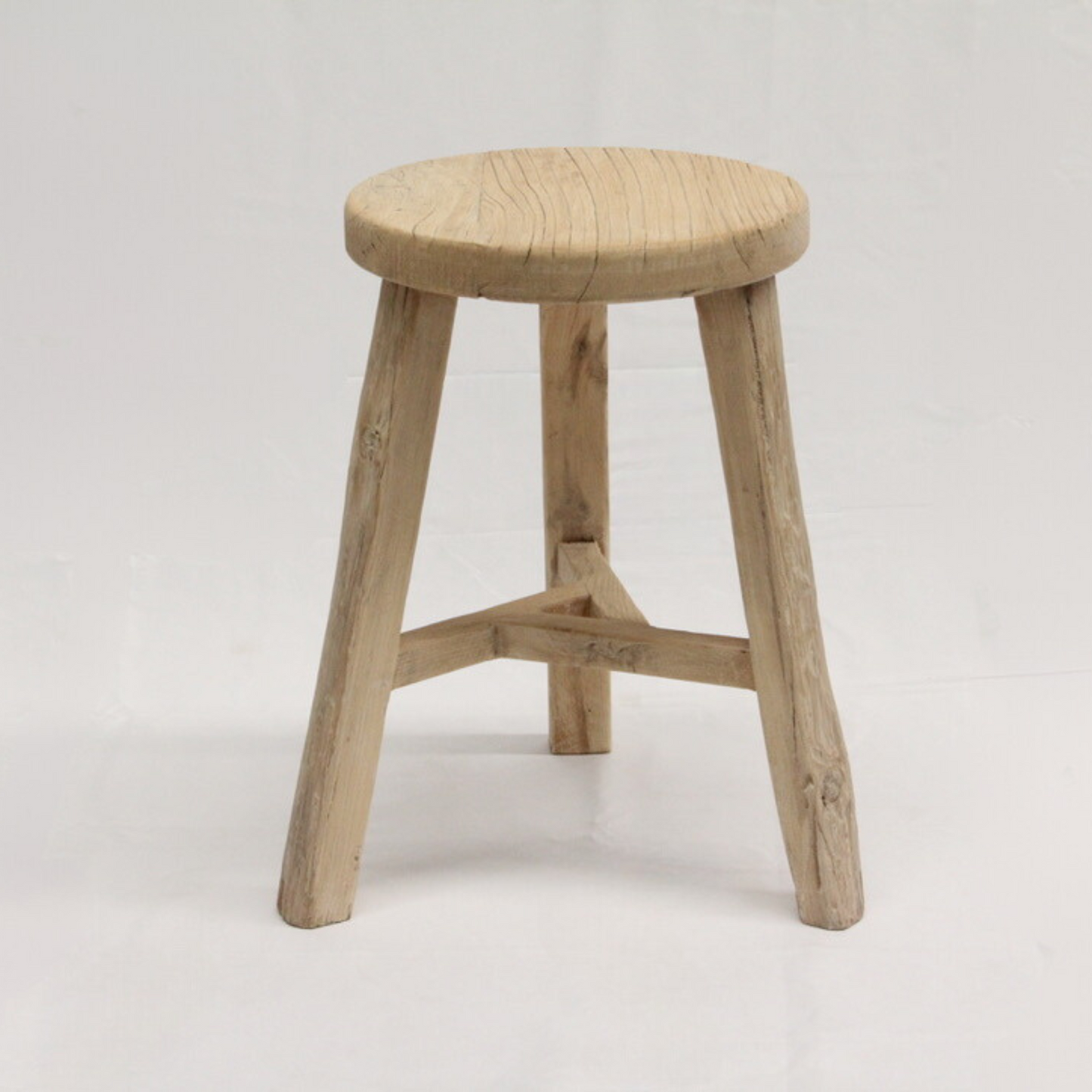 Vintage Round Elm Stool