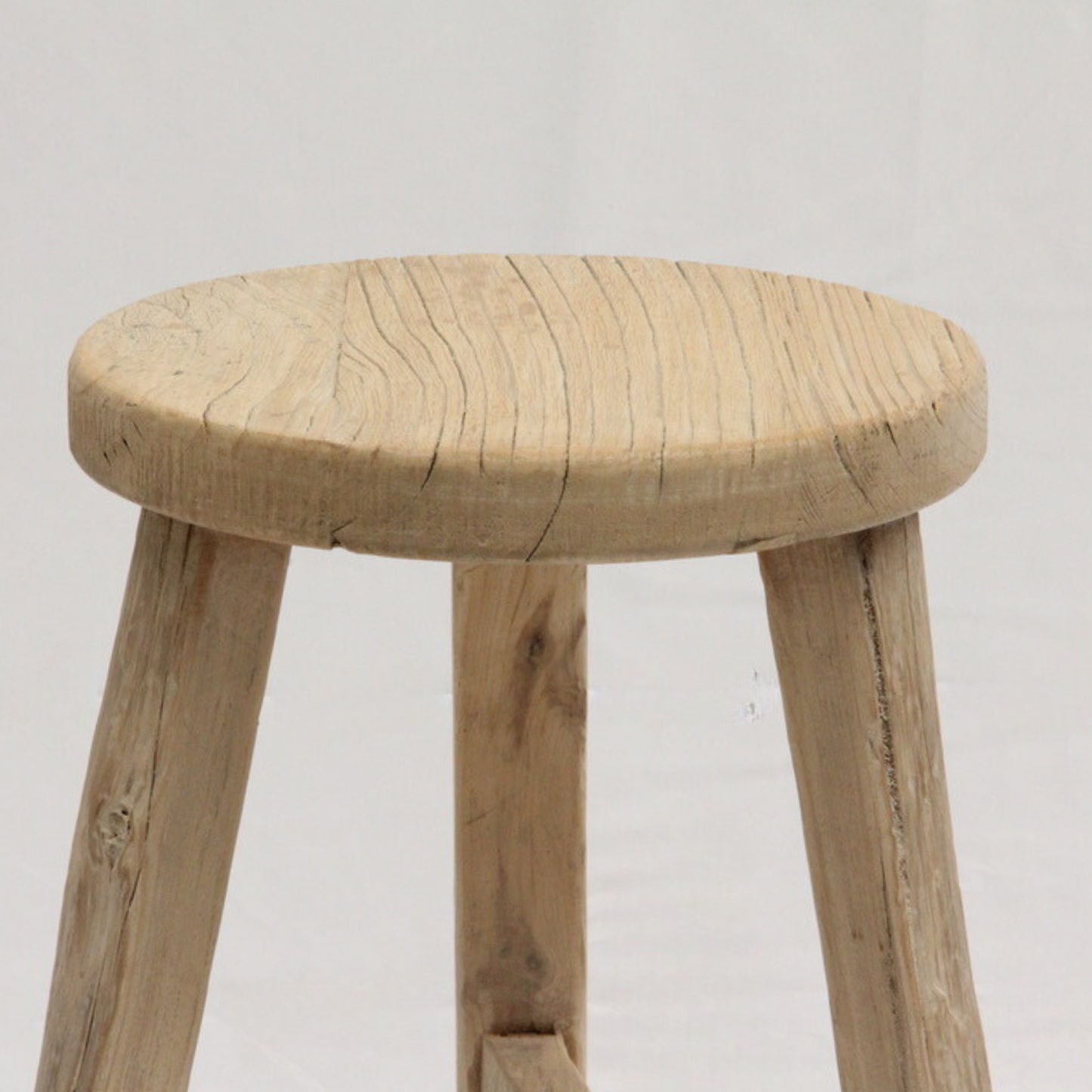 Vintage Round Elm Stool