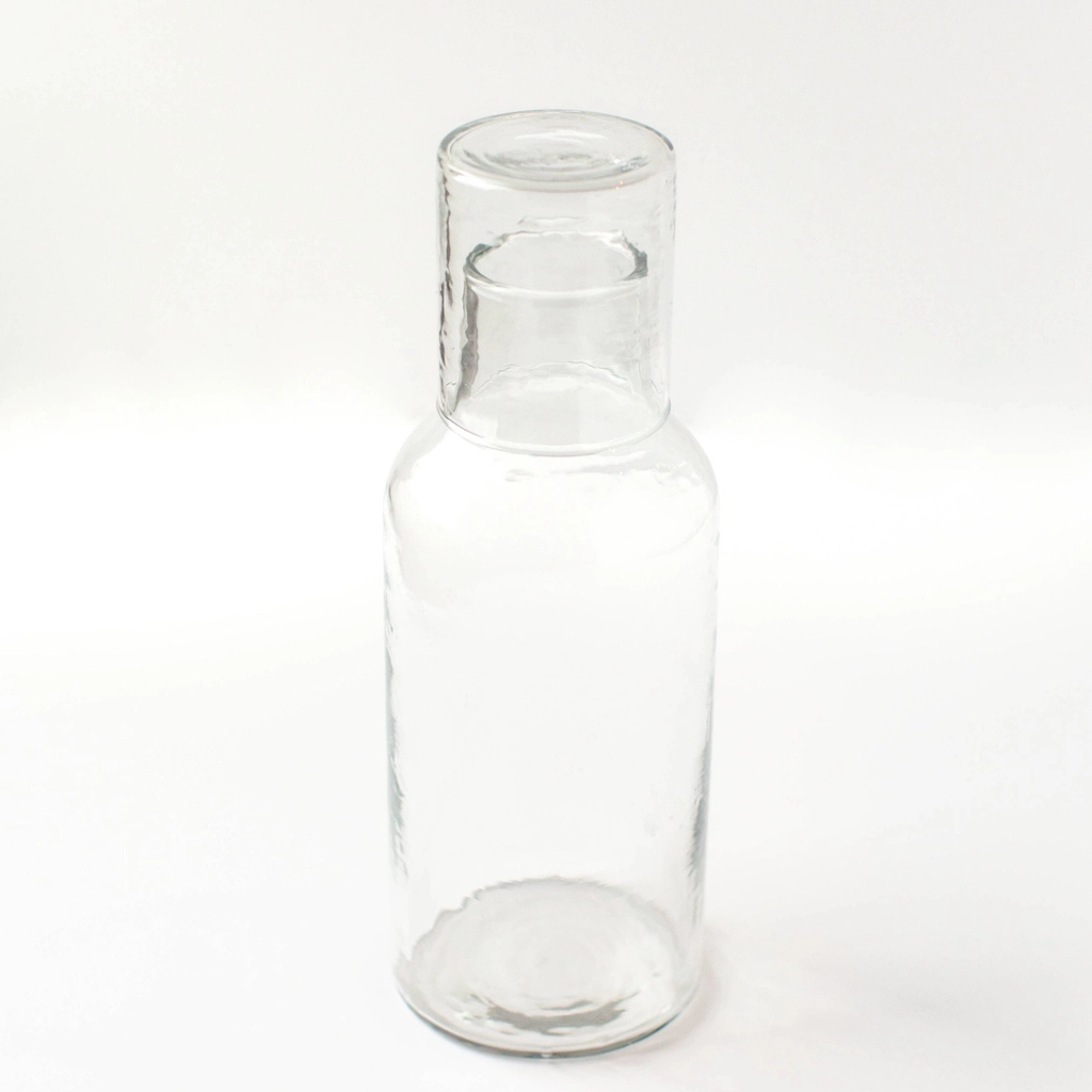 Handblown Hammered Glass Carafe | Clear