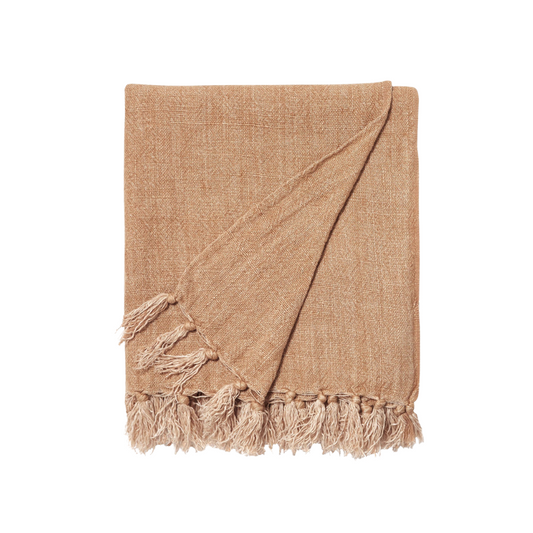 Burton Linen Throw Blanket | Toffee