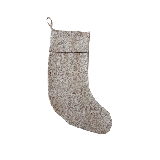 Block Print Christmas Stocking - Heritage Holly