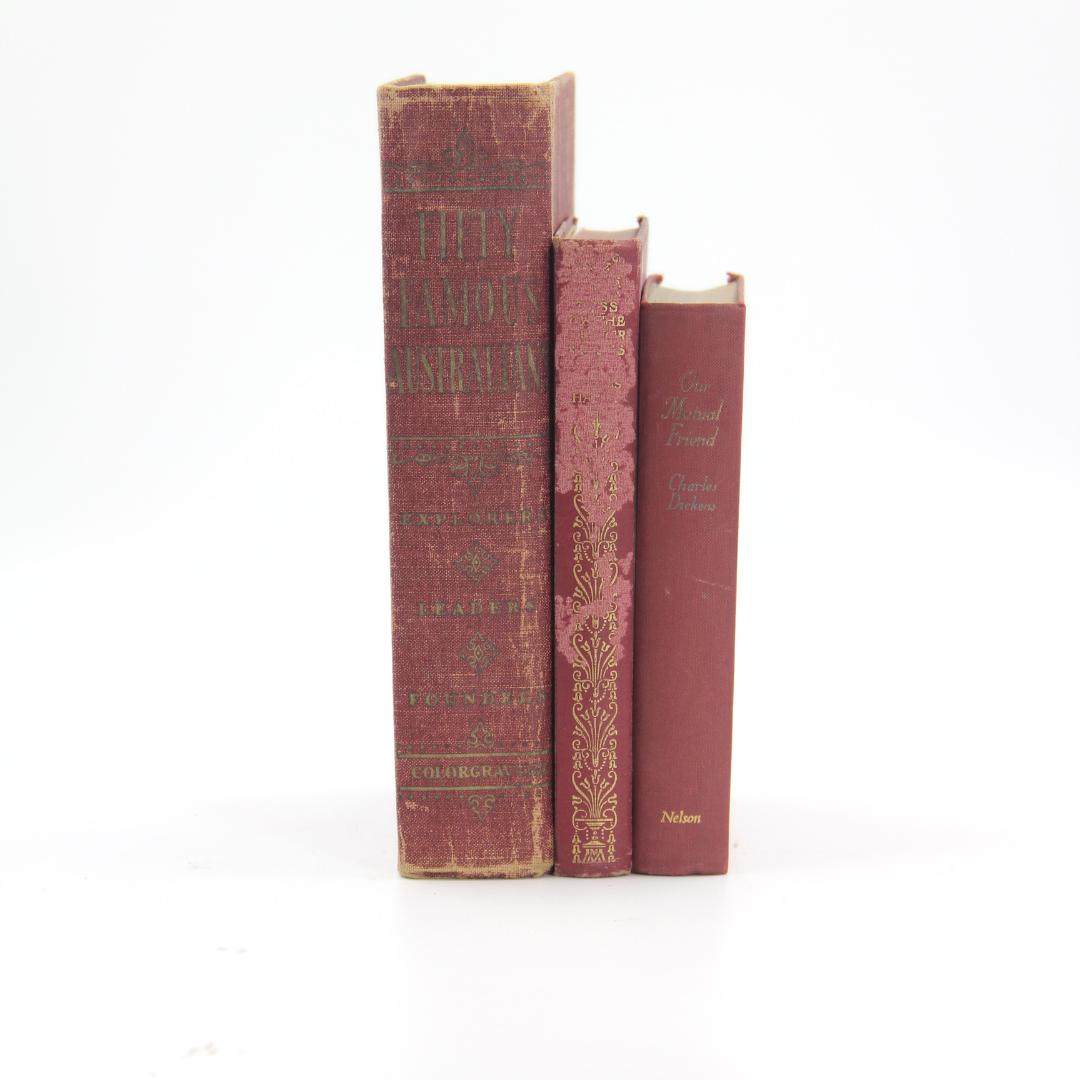 Antique Book Stack -  Cranberry