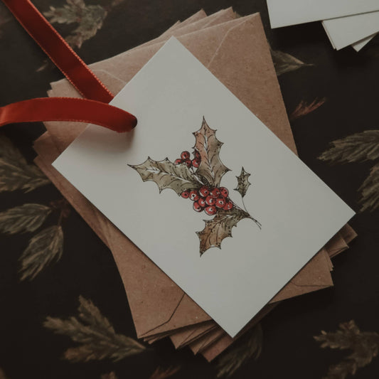 Holly Christmas Gift Tag