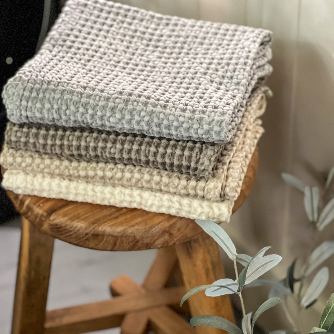 Organic Waffle Hand Towel - Light Grey