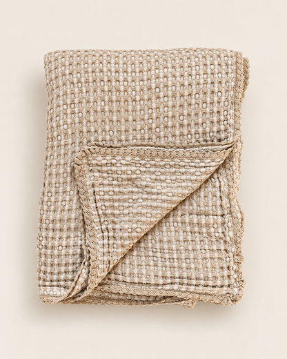 Waffle Weave Throw Blanket | Natural | King