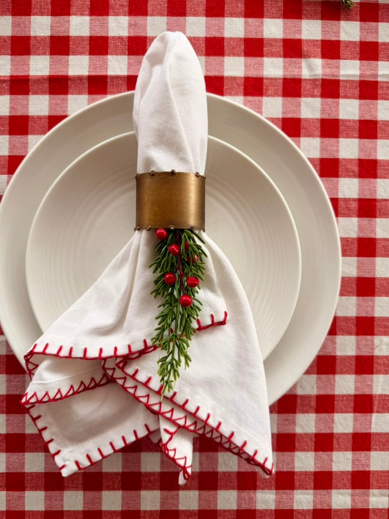 Red Whip Stitched Napkin | Set of 4