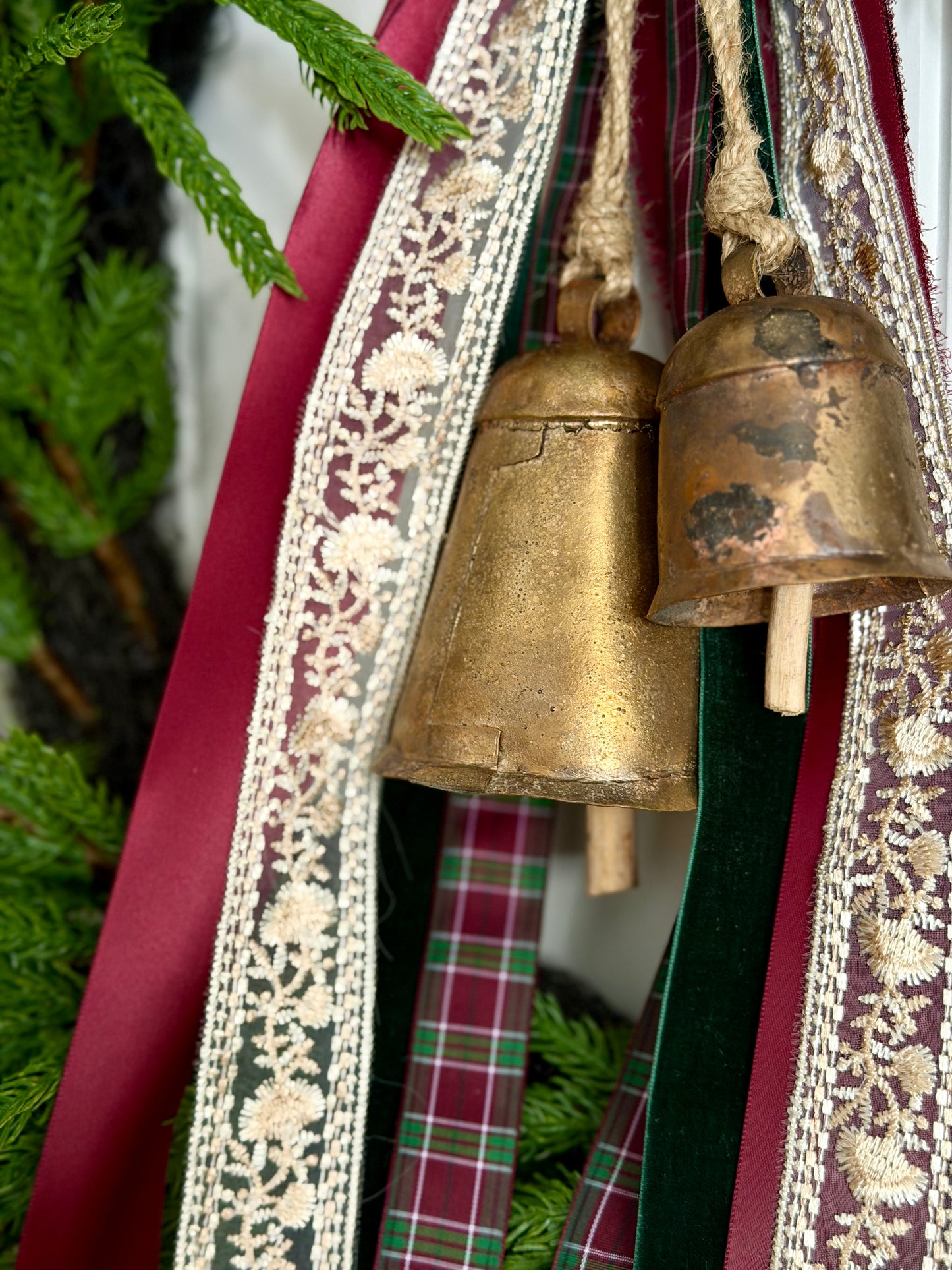 Antique Copper Christmas Bells | Set of 2