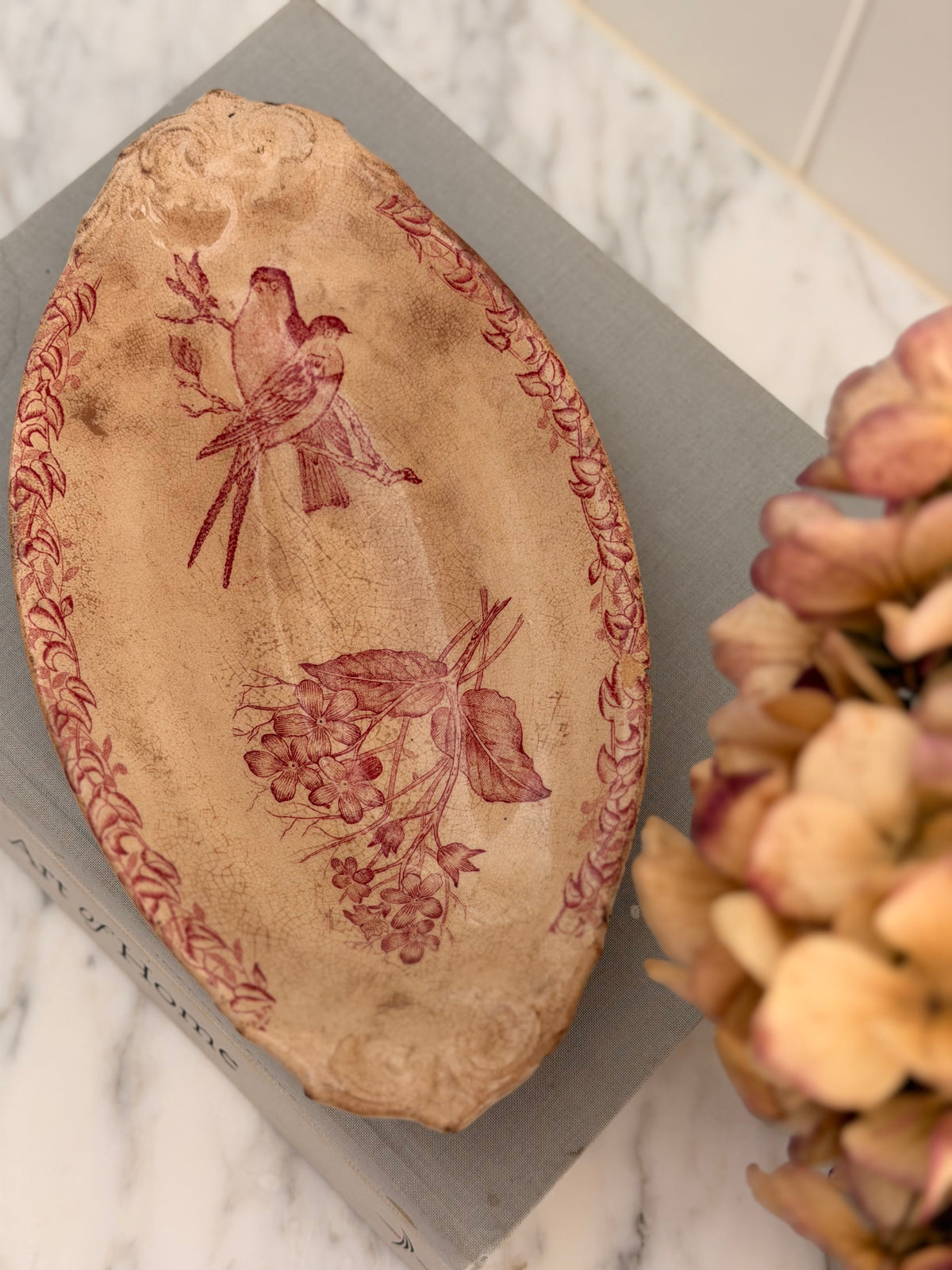 Antique French Gien Bird Dish