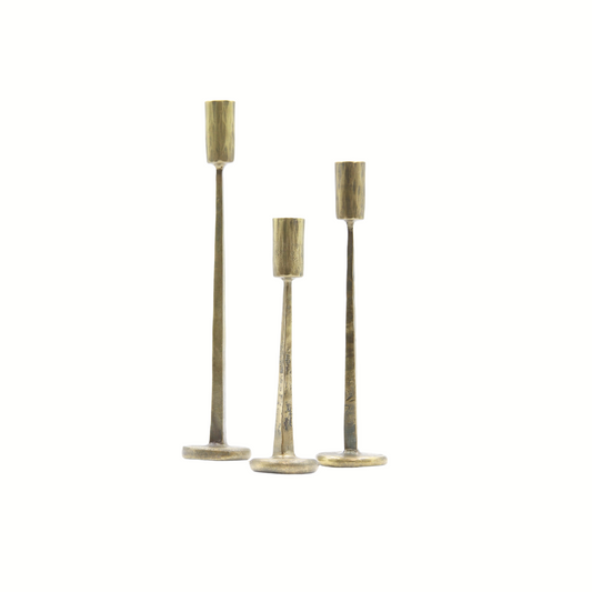 Helena Candle Holders: Antique Brass | Set of 3