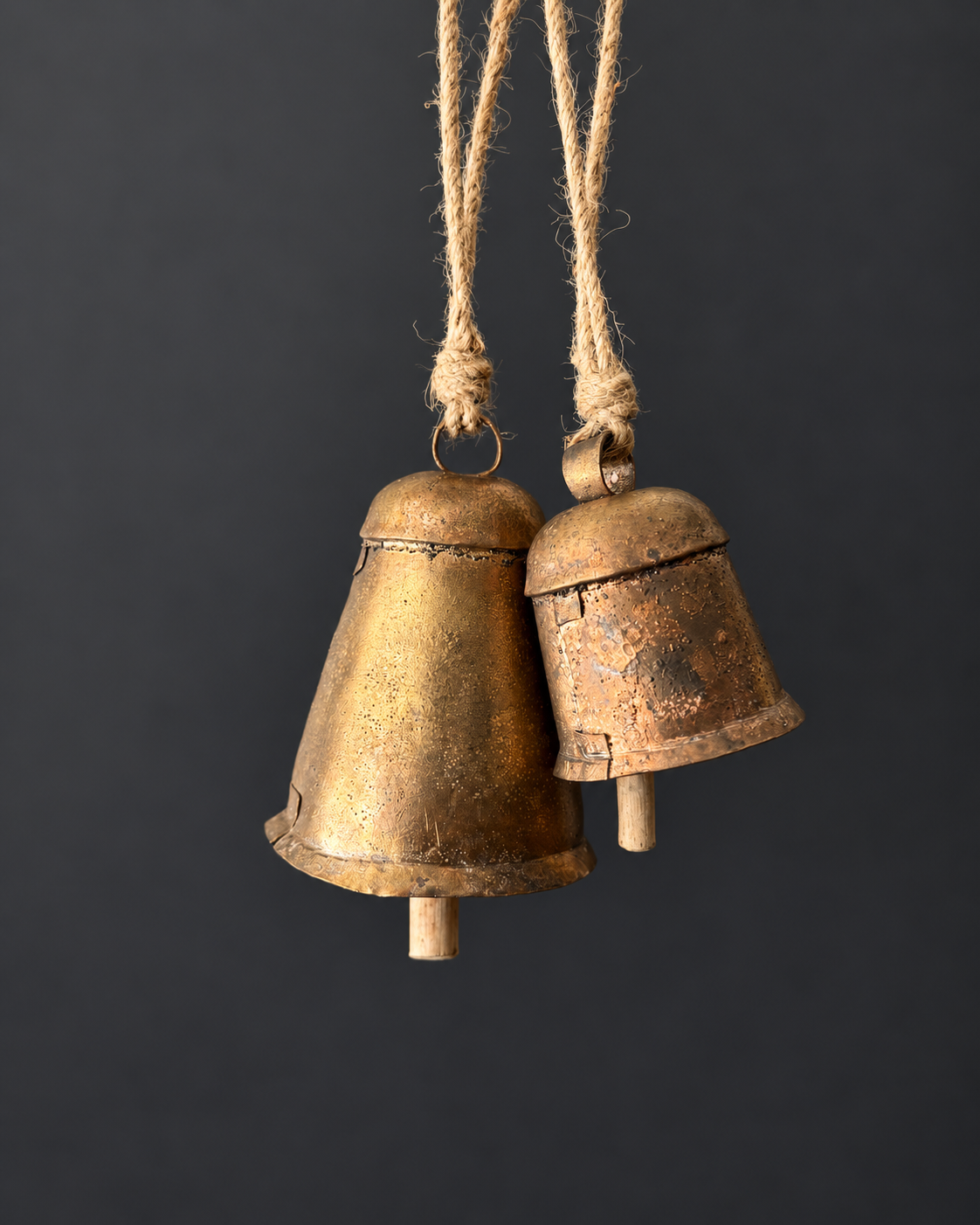 Antique Copper Christmas Bells | Set of 2