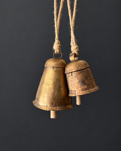 Antique Copper Christmas Bells | Set of 2
