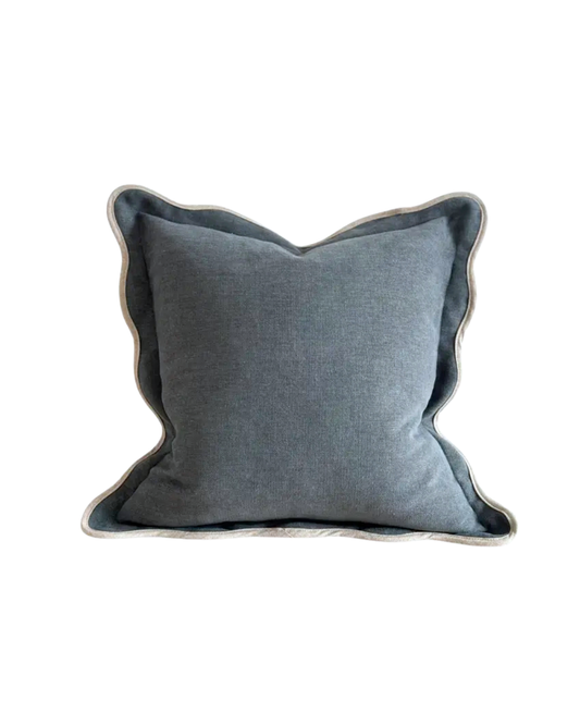 Antonia Navy Scalloped Cushion | 65cm x 65cm