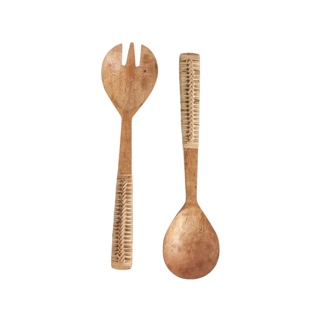 Braided Wood Salad Servers