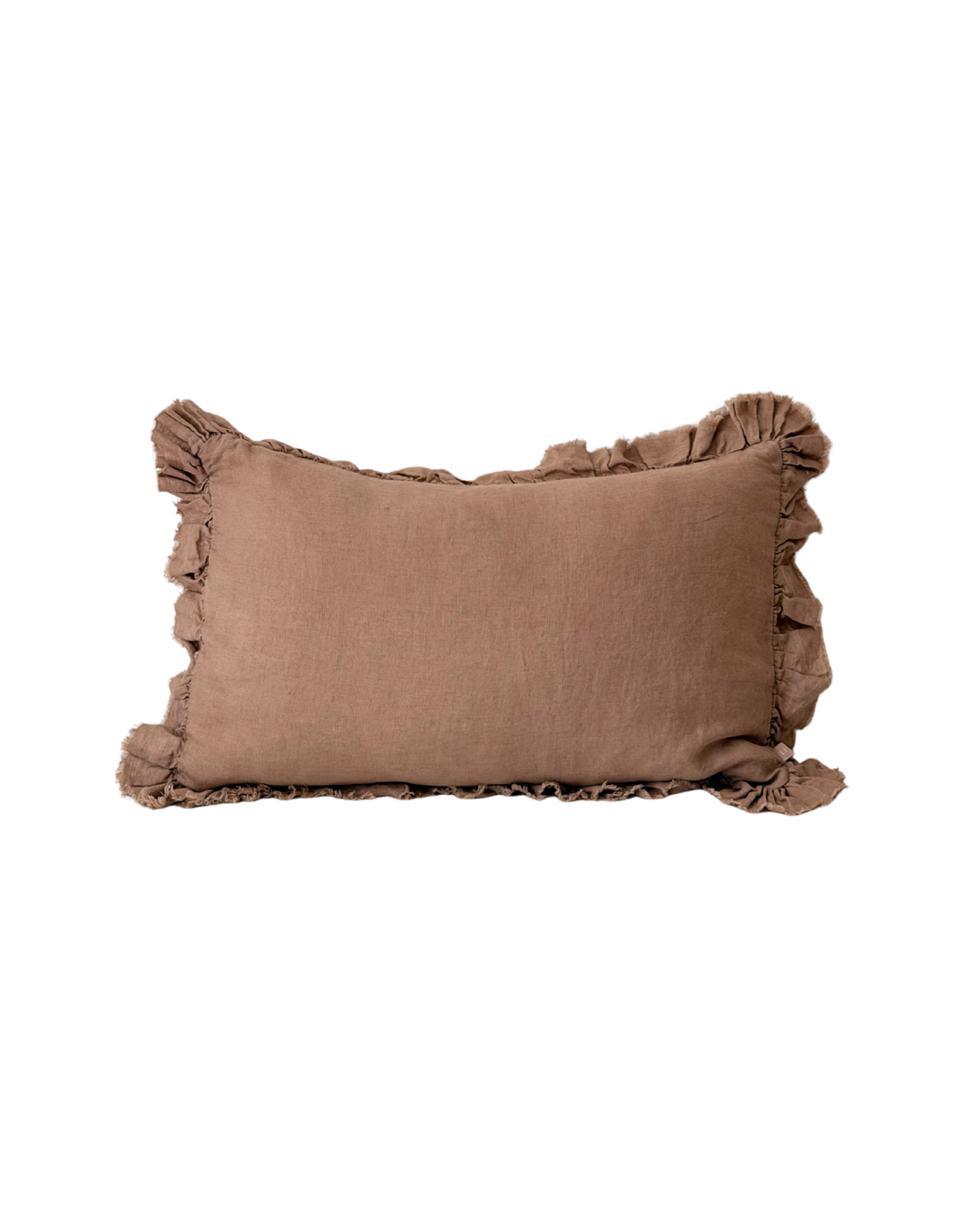 Beatrice Ruffled Linen Cushion | Clay | 50cm x 30cm