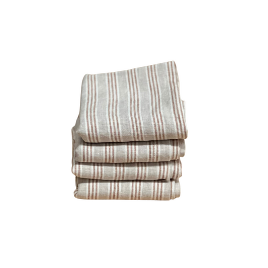 French Linen Tea Towel|Biscuit Stripe