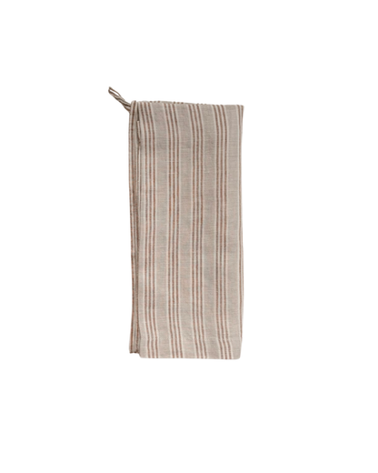 French Linen Tea Towel|Biscuit Stripe